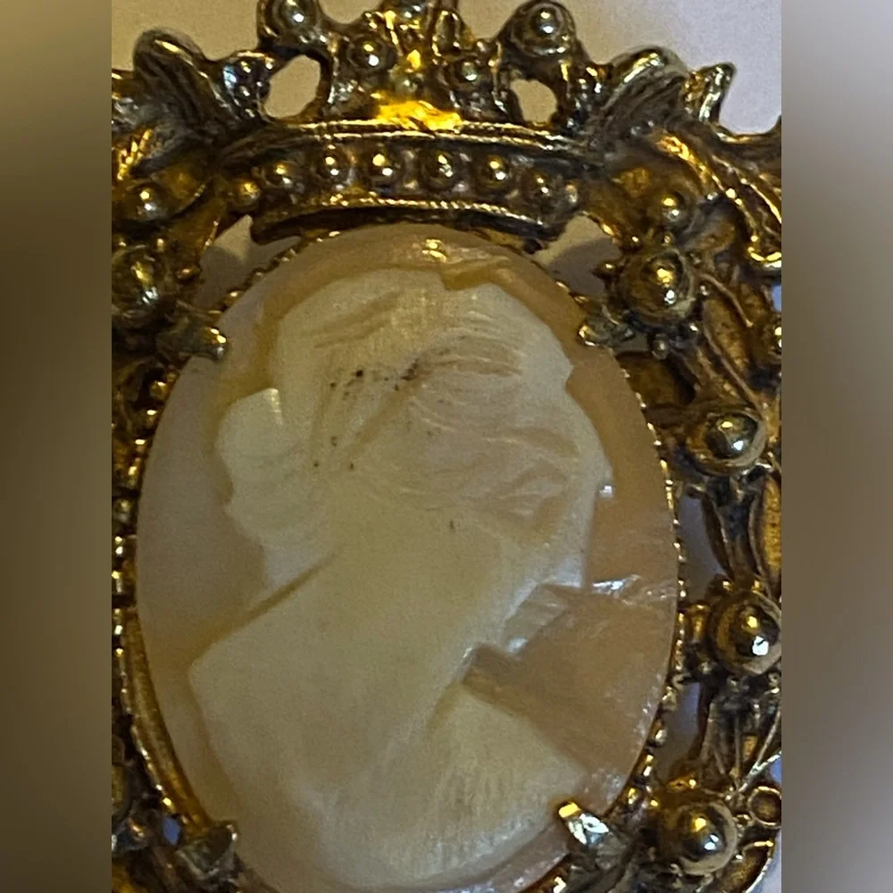 🏝️ Vintage Signed Florenza Cameo Brooch #9186 - Picture 5 of 6